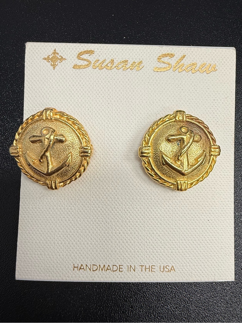 NEW Susan Shaw Gold Anchor Nautical Earrings